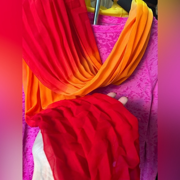 NWT Lux Pleated Fuscia Orange Yellow Soft Scarf Wrap​​ - Picture 4 of 5